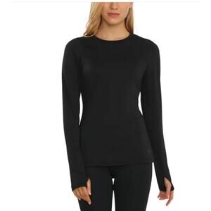 Spyder Thermal Base Layer Shirt Womens Large Black Fleece Lined Thumbholes